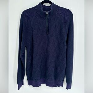 Tommy Bahama Sweater Adult Large Blue 1/4 Zip Knit Mens Sweatshirt Blue‎ Cotton